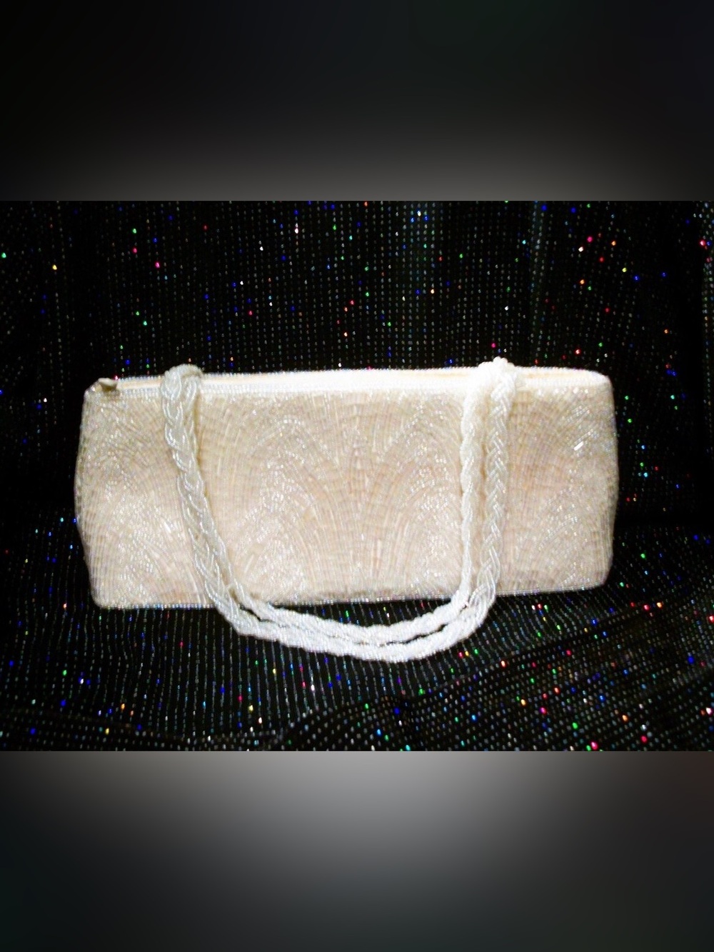 Vintage 1950s La Regale Ivory Beaded Evening Bag Bridal Purse